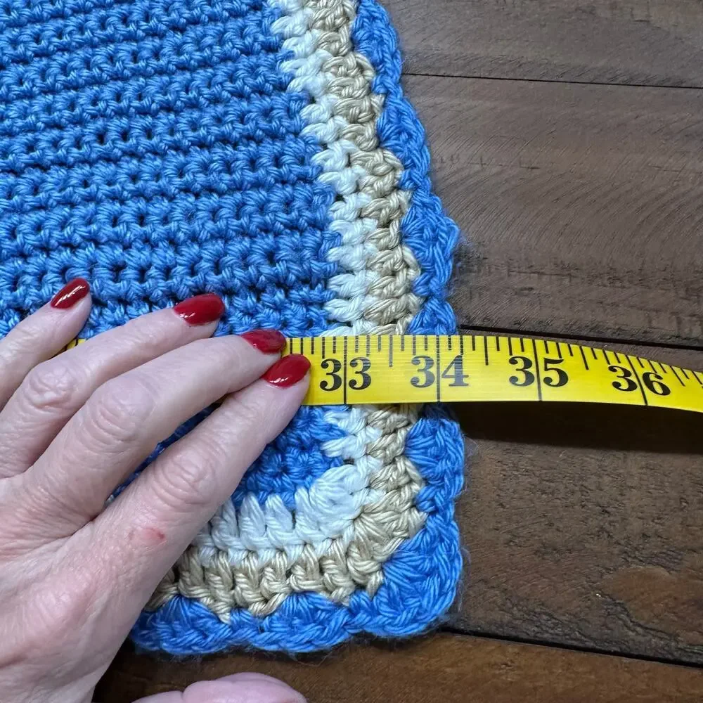 Handmade Crochet Knitted Puppy Dog Baby Blanket Blue 34x36 Nursery Decor
